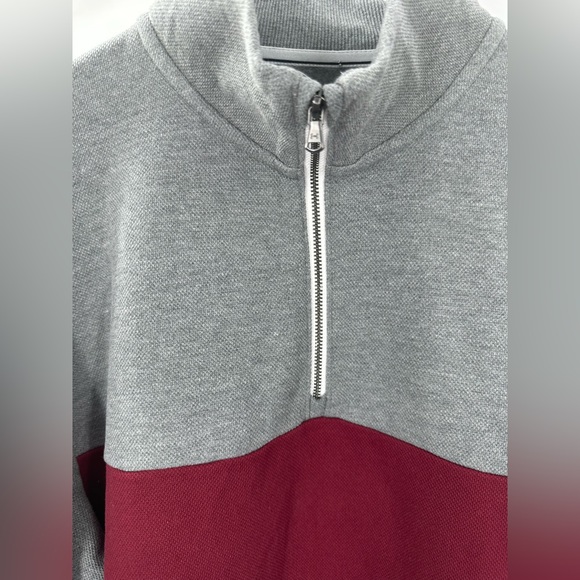 Under Armour Loose Fit Knit Sweater Gray Red Stripe Mens Medium Zip | E1501 - Picture 6 of 10
